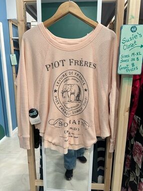 Free People women’s roomy waffle cozylong sleeve shirt oversize S/M